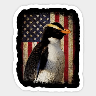 Chill Chic Penguin American Flag Tee for Antarctic Animal Aficionados Sticker